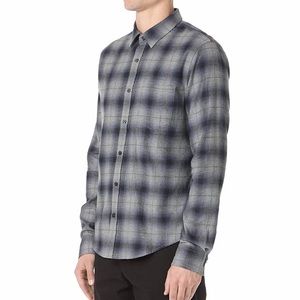 Vince Mens Shadow Plaid Long Sleeve